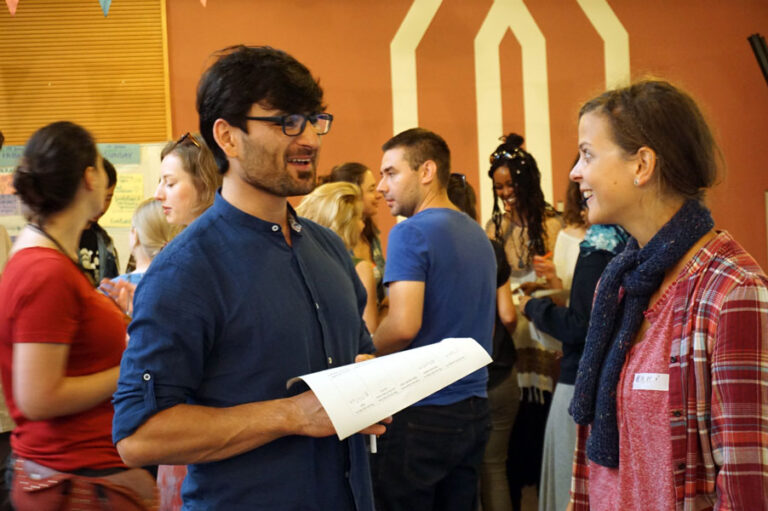 Two young people talking