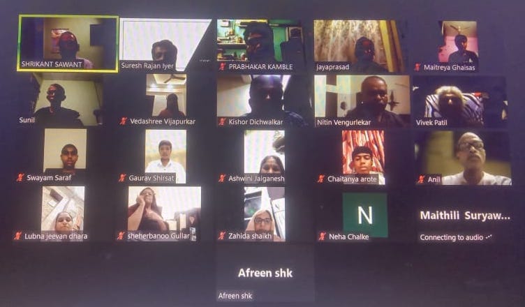 Webinar participants on the screen
