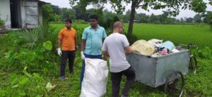 People collecting plastic trash