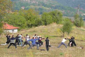 People doing yoga together