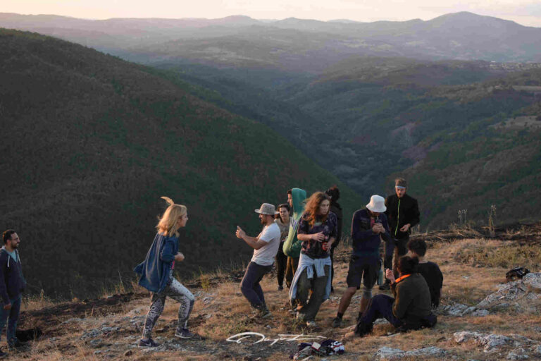 People together in a mountain