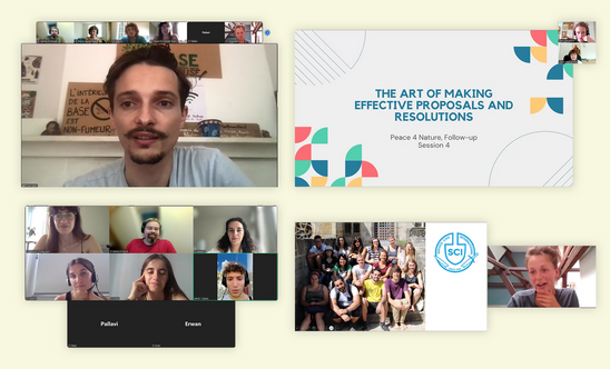 Thumbnail for online sessions, it shows people having a online meeting.