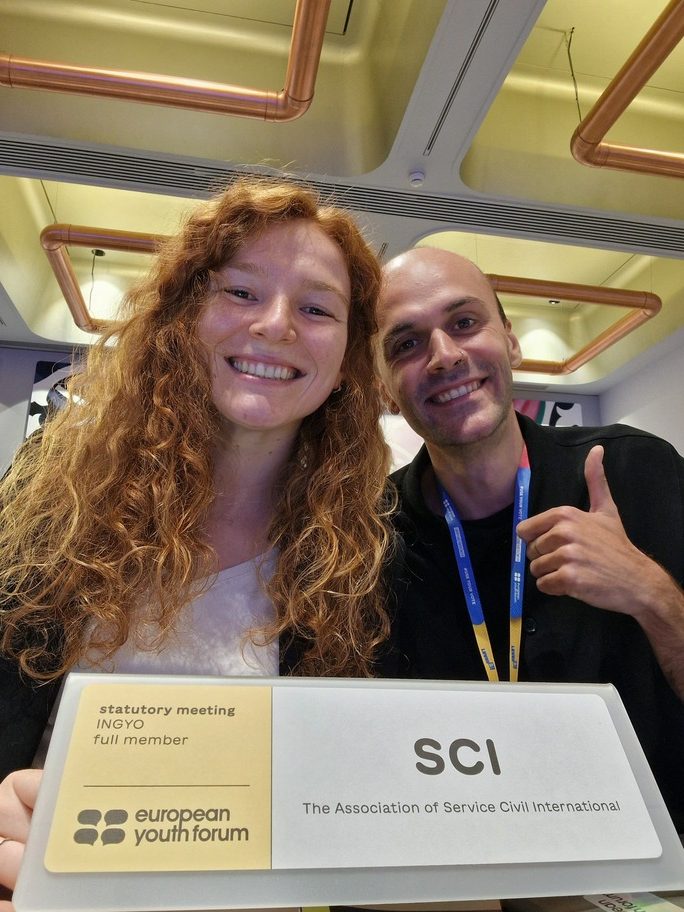Tobias and Cristina, delegates of SCI to the European Youth Forum